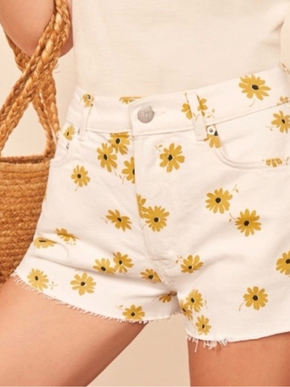 Reformation Dixie High Rise Jean Short Dazed White